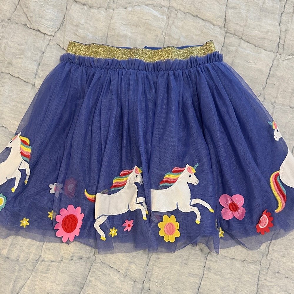 Mini Boden purple skirt with flowers unicorns